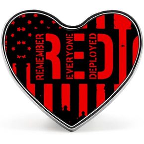 R.E.D Remember Everyone Deployed Red Friday Heart Lapel Pin Art Badge Brooch Jewelry Clothing Hats Bags Decoration for Wedding Gift