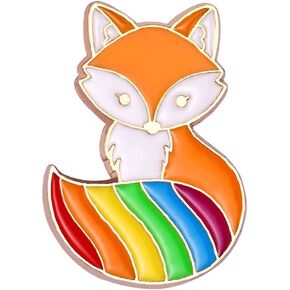 Cute Cartoon Animal Enamel Pins Rainbow Pet Cat Lapel Pin Brooch Badge Fox Button Pin Rabbit Brooches for Women Girls Clothing Backpacks Bags Hats Accessory