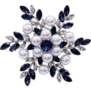 Three Ring Snowflake Blue Scarf Buckle Ring Clip Wrap Holder Clamp Brooch Accessory
