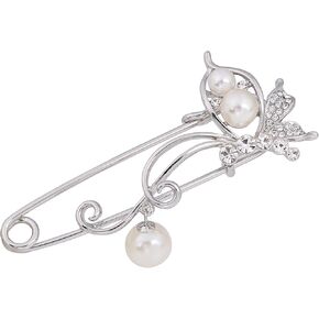 OBONNIE كريستال فراشة دبوس الأمان بروش مع قلادة اللؤلؤ سترة قبعة وشاح زهرة دبابيس المجوهرات in Kuwait