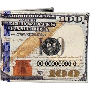 WLT-107 - Mens USA New $100 Dollar Bill Wallet Credit Card Holder and ID Display