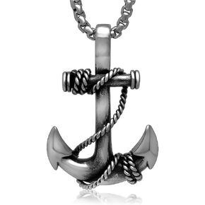 Men's Stainless Steel Silver Nautical Anchor Jesus Cross Necklace Chain Link