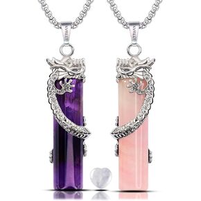 KVREET Double Dragon Matching Necklace Plus Heart Crystal Set Yin Yang Pendant Unique Gift for Men and Women Couple Friends