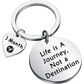 BEKECH Sober Gift Sobriety Anniversary Life is A Journey Not A Destination 6 Months 1 Year 2 Years 3 Year AA Yearly