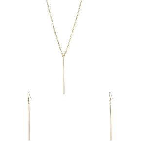 Just Follow Vertical Bar Pendant Necklace Earrings Set Simple Long Chain Minimalist Dangle Earrings for Women Pendant in Saudi Arabia