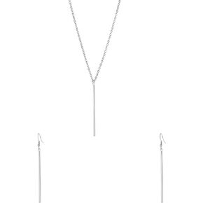 Just Follow Vertical Bar Pendant Necklace Earrings Set Simple Long Chain Minimalist Dangle Earrings for Women Pendant