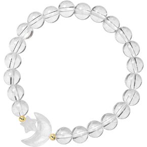 TUMBEELLUWA Half Moon Star Crystal Bracelet Healing Stone 8mm Beads Handmade Stretch Charm Jewelry for Women Spiritual