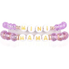 RIAH FASHION Inspirational Multi Layer Bead Stacking Strand Stretch Statement Bracelets - Religious Message, Boho Wood Slip-on Cuff Christian Prayer Bangle Set