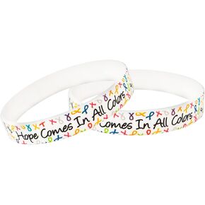 Fundraising For A Cause Hope Comes in Multi Colored Ribbon Silicone Bracelet - Cancer Wristband w/Different Ribbon Colors - Cancer Survivor & Support
