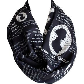 Etwoa Jane Austen Pride and Prejudice Book Quotes Black Infinity Scarf Circle Scarf