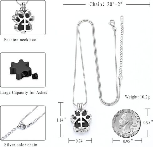 Pet Cremation Jewelry for Dog/Cat Paw Stainless Steel Memorial Locket Urn Necklace with Hollow Urn Cremation Jewelry for Ashes in Saudi Arabia