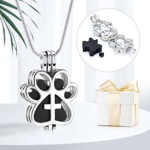 Pet Cremation Jewelry for Dog/Cat Paw Stainless Steel Memorial Locket Urn Necklace with Hollow Urn Cremation Jewelry for Ashes in Saudi Arabia