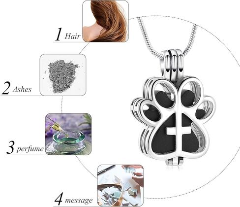 Pet Cremation Jewelry for Dog/Cat Paw Stainless Steel Memorial Locket Urn Necklace with Hollow Urn Cremation Jewelry for Ashes in Saudi Arabia