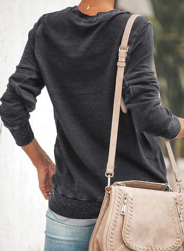 سويت شيرت نسائي كاجوال بياقة دائرية وأكمام طويلة من FARYSAYS، بلوفر ناعم وخفيف الوزن وفضفاض in Kuwait