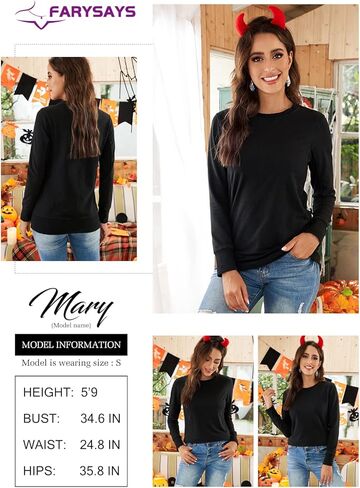 سويت شيرت نسائي كاجوال بياقة دائرية وأكمام طويلة من FARYSAYS، بلوفر ناعم وخفيف الوزن وفضفاض in Kuwait