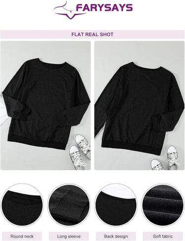 سويت شيرت نسائي كاجوال بياقة دائرية وأكمام طويلة من FARYSAYS، بلوفر ناعم وخفيف الوزن وفضفاض in Kuwait