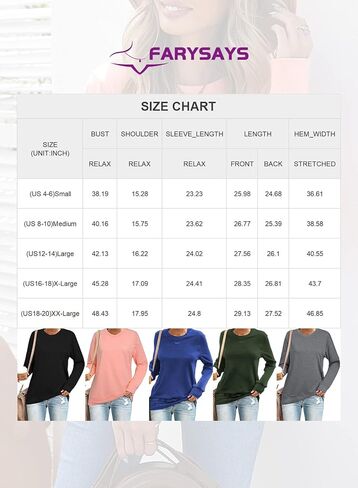 سويت شيرت نسائي كاجوال بياقة دائرية وأكمام طويلة من FARYSAYS، بلوفر ناعم وخفيف الوزن وفضفاض in Kuwait