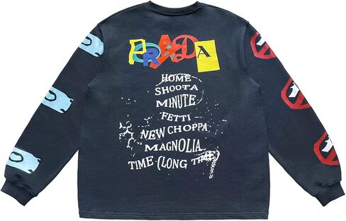 Arnodefrance الرجال خمر الرسم البلوز المتضخم طاقم الرقبة عارضة البلوز بلوزات in Kuwait