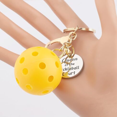 Pickleball Lover Gift Pickleball Bag Clip Keychain Queen/King of The Pickleball Court Keychain with Pickleball Charm in Kuwait