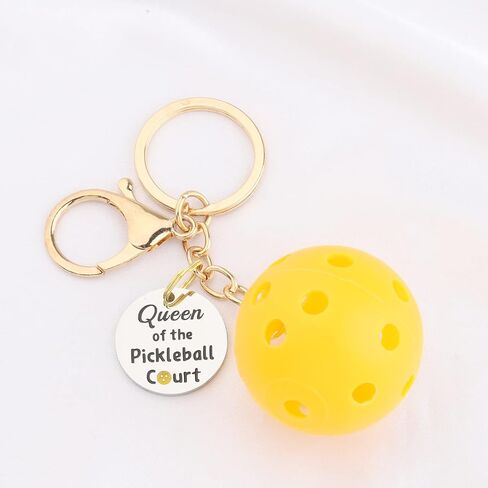Pickleball Lover Gift Pickleball Bag Clip Keychain Queen/King of The Pickleball Court Keychain with Pickleball Charm in Kuwait