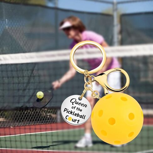 Pickleball Lover Gift Pickleball Bag Clip Keychain Queen/King of The Pickleball Court Keychain with Pickleball Charm in Kuwait