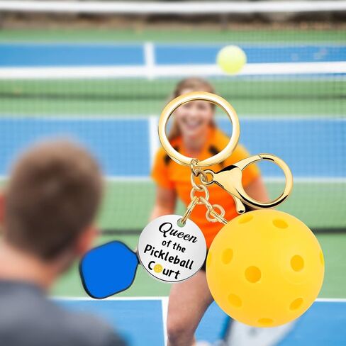 Pickleball Lover Gift Pickleball Bag Clip Keychain Queen/King of The Pickleball Court Keychain with Pickleball Charm in Kuwait