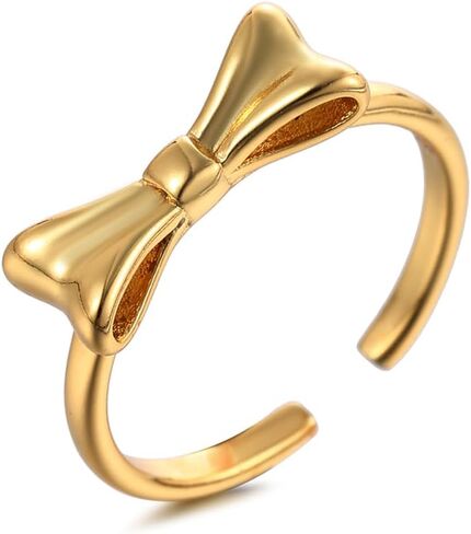 تي او ان ال يو واي اي اكس خاتم ذهبي على شكل عقدة على شكل فيونكة للنساء، مجوهرات ذهبية لطيفة بتصميم بسيط قابل للتعديل in Kuwait