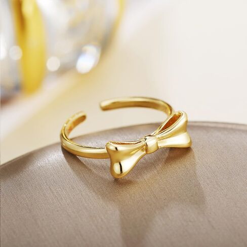 تي او ان ال يو واي اي اكس خاتم ذهبي على شكل عقدة على شكل فيونكة للنساء، مجوهرات ذهبية لطيفة بتصميم بسيط قابل للتعديل in Kuwait