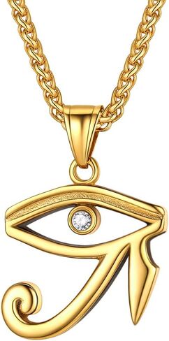 Suplight 925 من الفضة الاسترليني/عين حورس من الفولاذ المقاوم للصدأ، مفتاح الحياة صليب عنخ، صليب الثعبان، قلادة أنوبيس إله الموت قلادة مصرية قديمة للرجال والنساء مجوهرات (مع صندوق هدايا) in Saudi Arabia