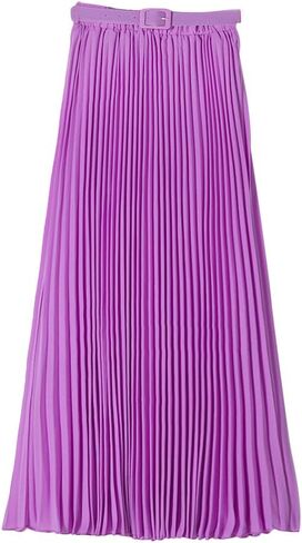Womens Chiffon Pleated Bohemian Beach Maxi Skirt High Elastic Waist Swing A-line Skirt with Belt in Saudi Arabia