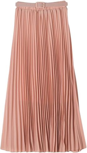 Womens Chiffon Pleated Bohemian Beach Maxi Skirt High Elastic Waist Swing A-line Skirt with Belt in Saudi Arabia