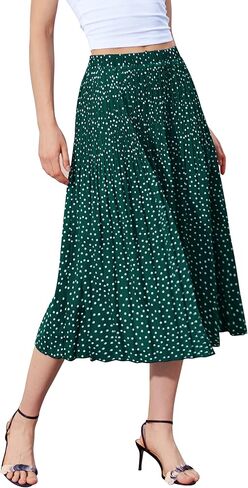 تنورة نسائية من DJT FASHION بخصر عالي المرونة على شكل حرف a مطوي من الشيفون تنورة متوسطة الطول على شكل حرف a in Kuwait