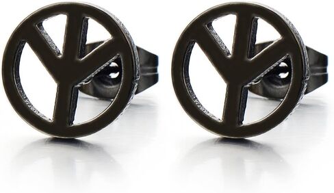 Unisex Anti-war Peace Sign Stud Earrings for Man and Women, Stainless Steel, 2pcs in Saudi Arabia