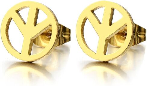 Unisex Anti-war Peace Sign Stud Earrings for Man and Women, Stainless Steel, 2pcs in Saudi Arabia