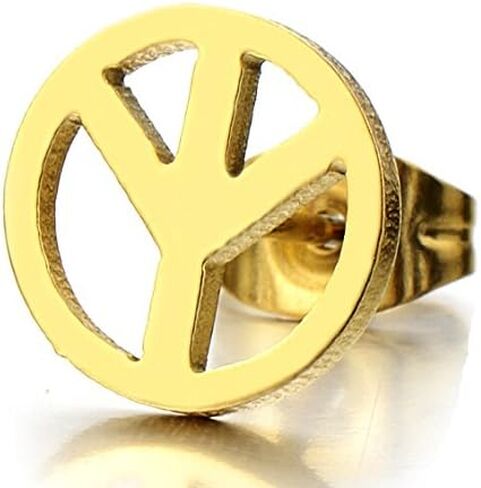 Unisex Anti-war Peace Sign Stud Earrings for Man and Women, Stainless Steel, 2pcs in Saudi Arabia