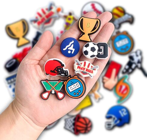 24PCS Sports Ball Shoe Decoration Charms for Clog, Baseball Football Basketball Charms Accessories for Kids Boy Girl Adult Men Women Party Favor in Saudi Arabia