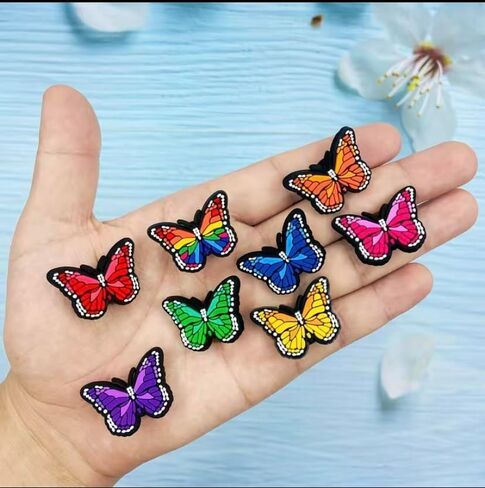 butterfly shoe charms 8pcs, Small, Rubber, No Gemstone in Saudi Arabia