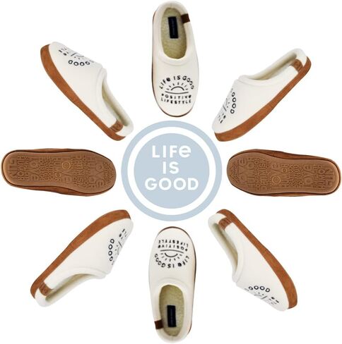 Life is Good Women's Moccasin Slippers, 303593W - Suede & Fleece Open Back Indoor/Outdoor Slip-Ons - Plush & Cozy Slides with Soft Foam & Rubber Soles Stylish & Comfy Available in Different Designs in Saudi Arabia