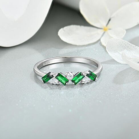 Stackble Birthstone Eternity Rings for Women, Sterling Silver 925 Engagement Rings for Her Wedding Band, Size 5-10 in Kuwait