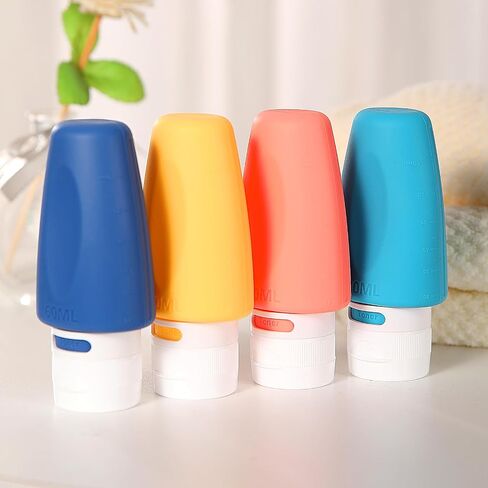Nobityop 4 Pack 2 oz Travel Bottles for Toiletries, TSA Approved, Leak Proof, Squeezable, Silicone, Small Travel Containers for Shampoo Conditioner Lotion in Saudi Arabia