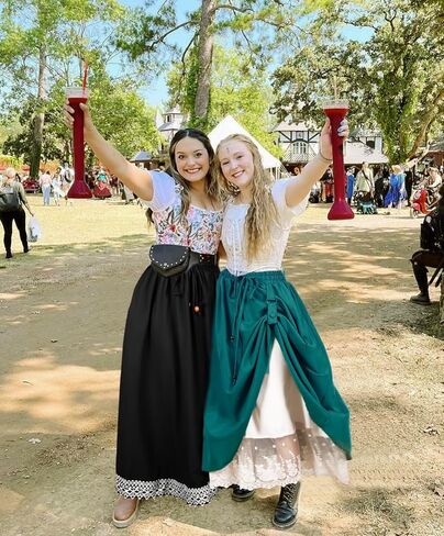 تنورة هوميلكس رينيسانس فير للنساء - مقاس كبير زي القرصان التنكري الفيكتوري طويل الحجم in Kuwait