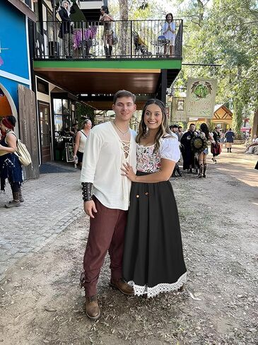 تنورة هوميلكس رينيسانس فير للنساء - مقاس كبير زي القرصان التنكري الفيكتوري طويل الحجم in Kuwait