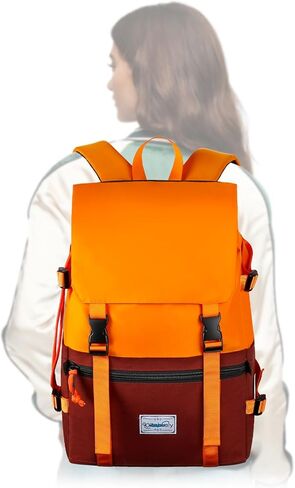 حقيبة ظهر Qozabauly Flap Vintage، حقيبة ظهر للكمبيوتر المحمول في الهواء الطلق سعة 25 لترًا حقيبة ظهر للكمبيوتر المحمول ذات سعة كبيرة تناسب كمبيوتر محمول مقاس 15.10 بوصة، حقيبة ظهر للسفر بمنطقة تخزين متعددة مع رباط in Kuwait