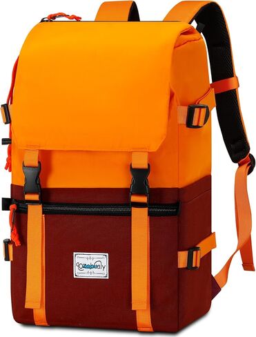حقيبة ظهر Qozabauly Flap Vintage، حقيبة ظهر للكمبيوتر المحمول في الهواء الطلق سعة 25 لترًا حقيبة ظهر للكمبيوتر المحمول ذات سعة كبيرة تناسب كمبيوتر محمول مقاس 15.10 بوصة، حقيبة ظهر للسفر بمنطقة تخزين متعددة مع رباط in Kuwait