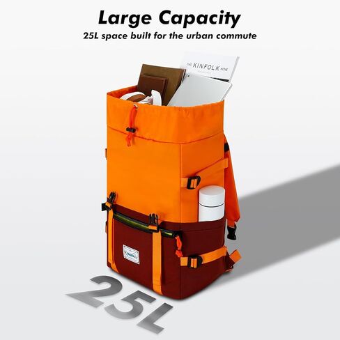 حقيبة ظهر Qozabauly Flap Vintage، حقيبة ظهر للكمبيوتر المحمول في الهواء الطلق سعة 25 لترًا حقيبة ظهر للكمبيوتر المحمول ذات سعة كبيرة تناسب كمبيوتر محمول مقاس 15.10 بوصة، حقيبة ظهر للسفر بمنطقة تخزين متعددة مع رباط in Kuwait