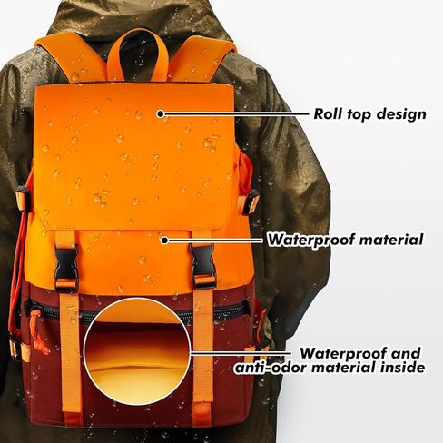 حقيبة ظهر Qozabauly Flap Vintage، حقيبة ظهر للكمبيوتر المحمول في الهواء الطلق سعة 25 لترًا حقيبة ظهر للكمبيوتر المحمول ذات سعة كبيرة تناسب كمبيوتر محمول مقاس 15.10 بوصة، حقيبة ظهر للسفر بمنطقة تخزين متعددة مع رباط in Kuwait