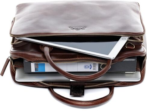 حقيبة كمبيوتر محمول SID & VAIN RYAN XL حقيبة عمل من الجلد الحقيقي حقيبة جلدية محمولة للكمبيوتر المكتبي للجنسين in Kuwait