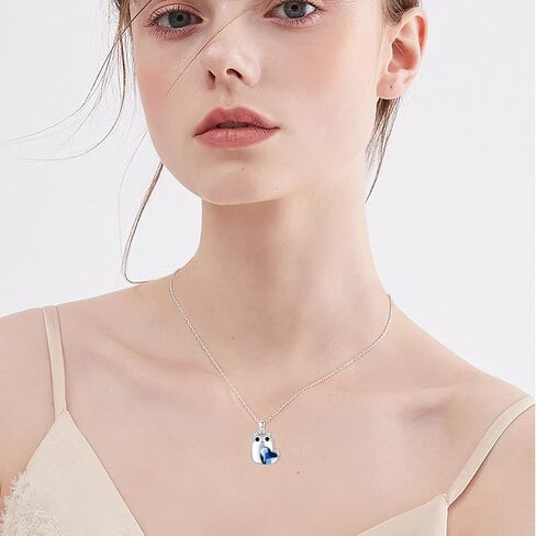 عقد بقلادة لطيفة على شكل قطة سمينة مع قلب كريستال لجلب الحظ السعيد من الفضة الاسترلينية عيار 925، هدايا مجوهرات عصرية للنساء والفتيات المراهقات والصديقة في عيد الميلاد والكريسماس ومحبي القطط in Kuwait