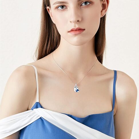 عقد بقلادة لطيفة على شكل قطة سمينة مع قلب كريستال لجلب الحظ السعيد من الفضة الاسترلينية عيار 925، هدايا مجوهرات عصرية للنساء والفتيات المراهقات والصديقة في عيد الميلاد والكريسماس ومحبي القطط in Kuwait