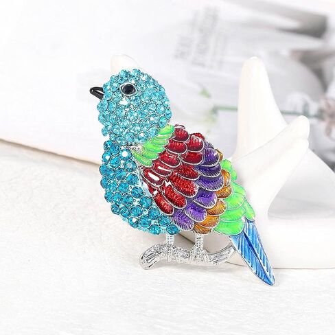 دبابيس بروش ملونة لطيفة على شكل ببغاء للنساء من سينفاك، دبابيس بروش عصرية من حجر الراين للنساء من خليط معدني من الستيل وحجر الراين, سبيكة صلب, حجر الراين in Kuwait